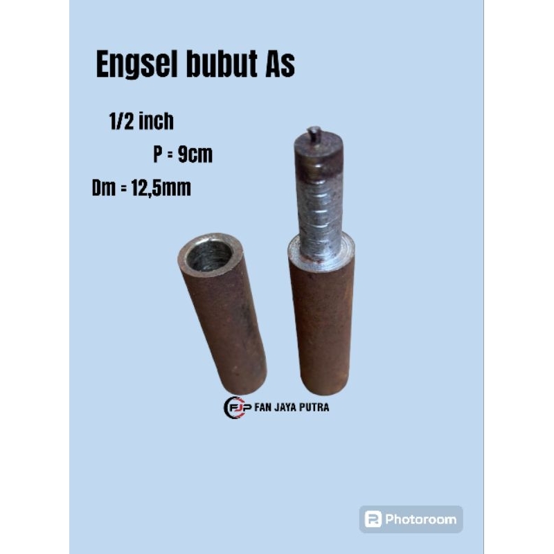 ENGSEL BUBUT AS 1/2 INCH PANJANG 9CM | ENGSEL BUBUT PINTU PAGAR BESI