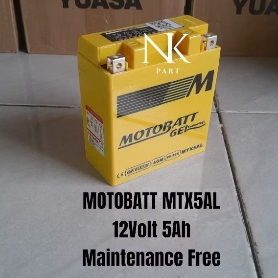 Aki Motor Suzuki Smash, Shogun, Titan Accu Motobatt MTX5AL Gel MF