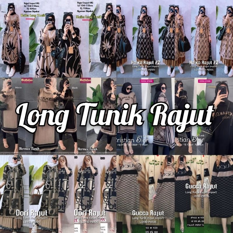 LONG TUNIK RAJUT | BAJU ATASAN TUNIK RAJUT TERBARU TERLARIS LEBARAN 2024