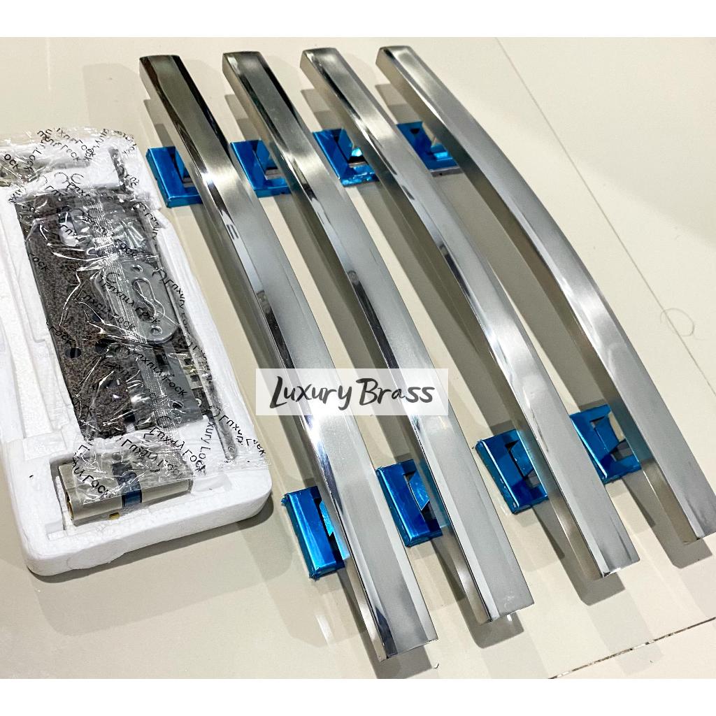 (4biji) handle pintu rumah dan kunci set gagang model kotak sabit minimalis gagang pintu terbaru