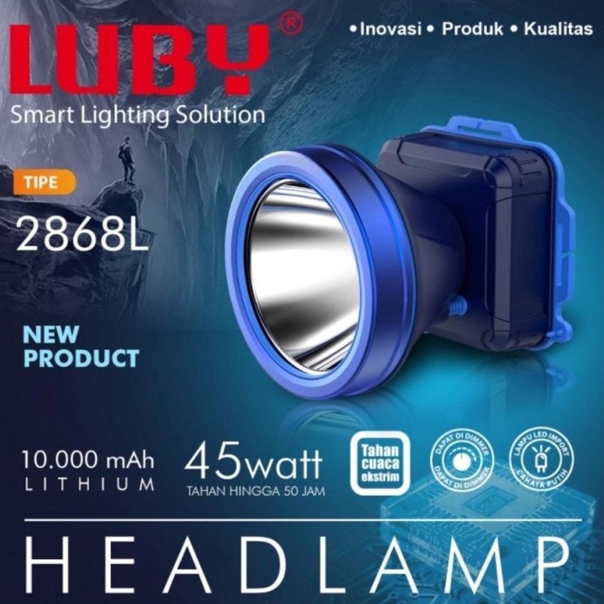 Baru Terkini  Senter Kepala LUBY 45 watt 2868  L2868  L2868