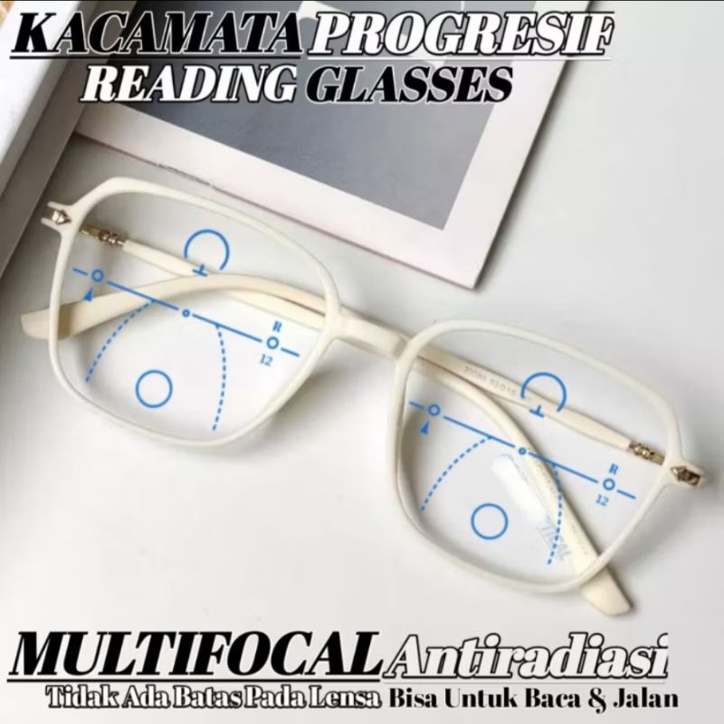 Kacamata Baca Progresif Antiradiasi Wanita | Kacamata Baca Dan Jalan | Kacamata Progresif Dobel Foku