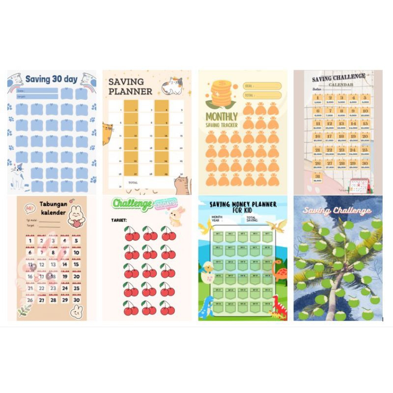 

isi binder Saving Challenge A6 (tebal kertas 200gsm)