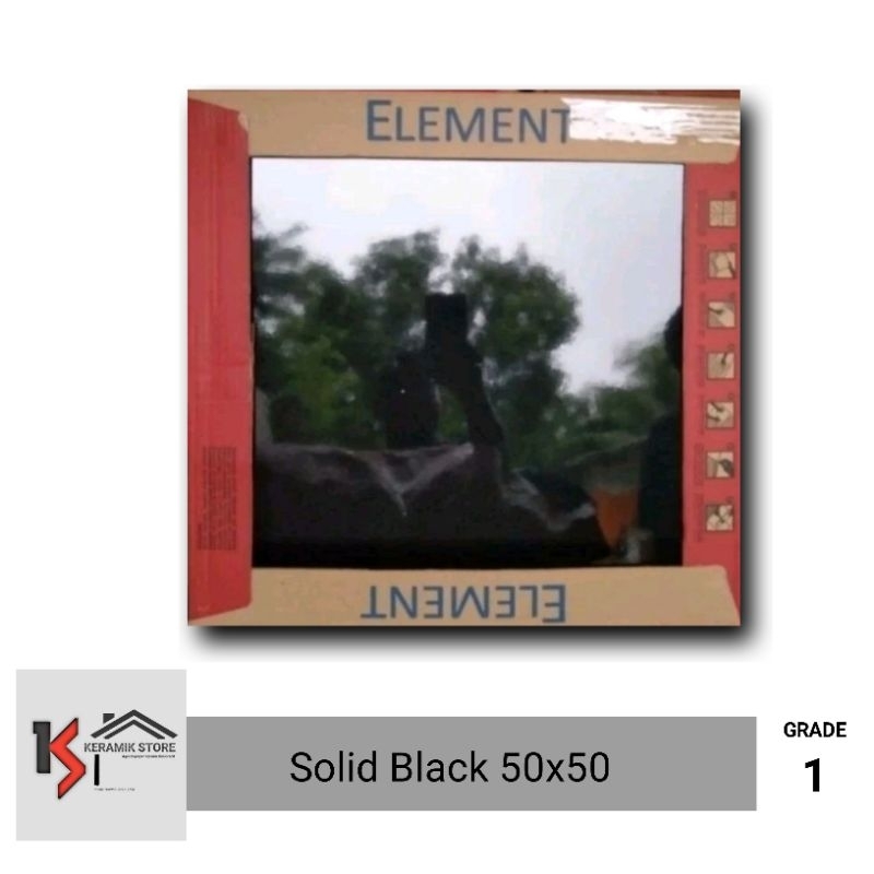 Keramik 50x50 Lantai Hitam Polos Super Glosy Kw 1