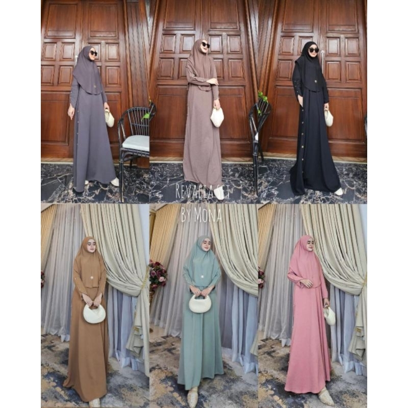 Ravelia Knit by Mona Syari || Set Gamis Knit Hijab Instan