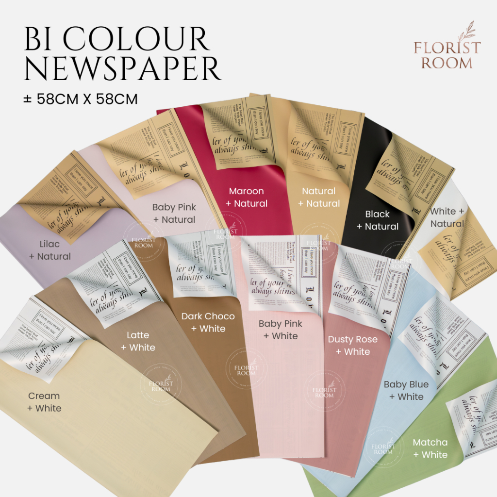 

20 lembar Bi Colour Newspaper ±58 cm x 58 cm - Pembungkus Bunga - Cellophane Koran - Korean Bouquet