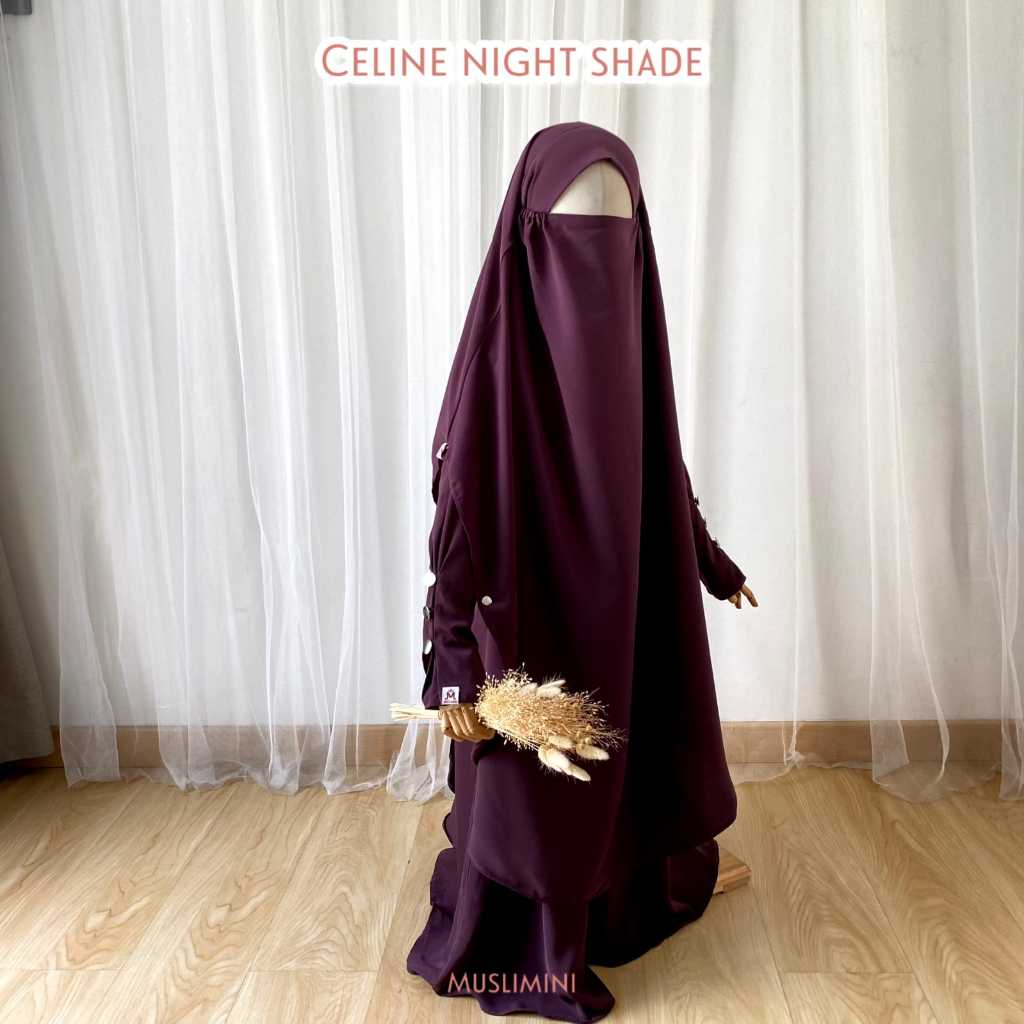 MUSLIMINI - Celine Abaya Anak - Bahan Premium Aziziyah Anti UV (ABAYA SAJA)