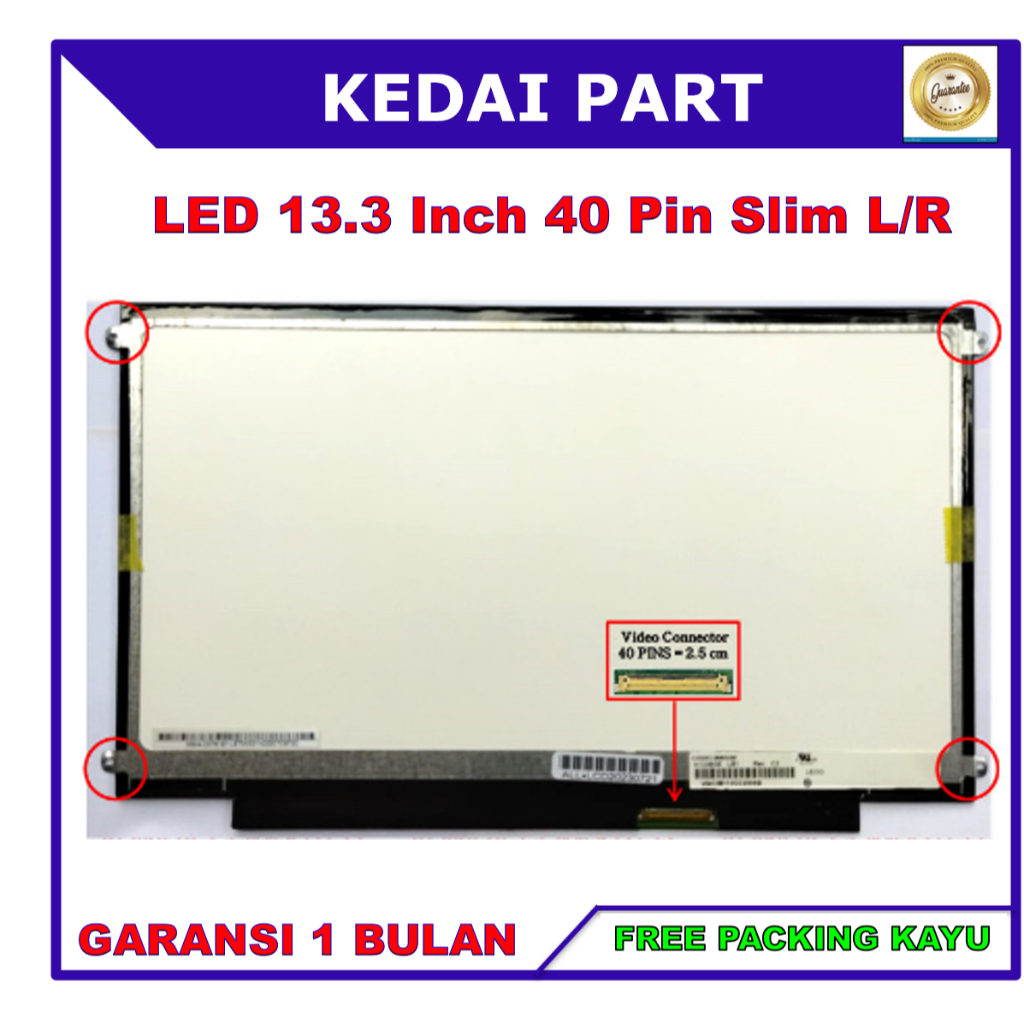 LCD LED Dell E4300 13.3 13 Inch 40 Pin 40pin Slim HD Bracket Kuping Baut Samping Pinggir Kanan Kiri
