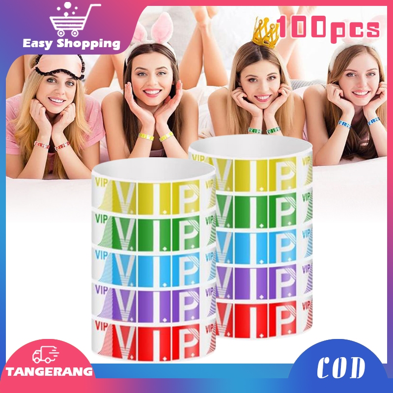 100pcs Gelang Event VIP Gelang Tiket Anti Air Warna Gelang Tiket Lanyard Tiket Event