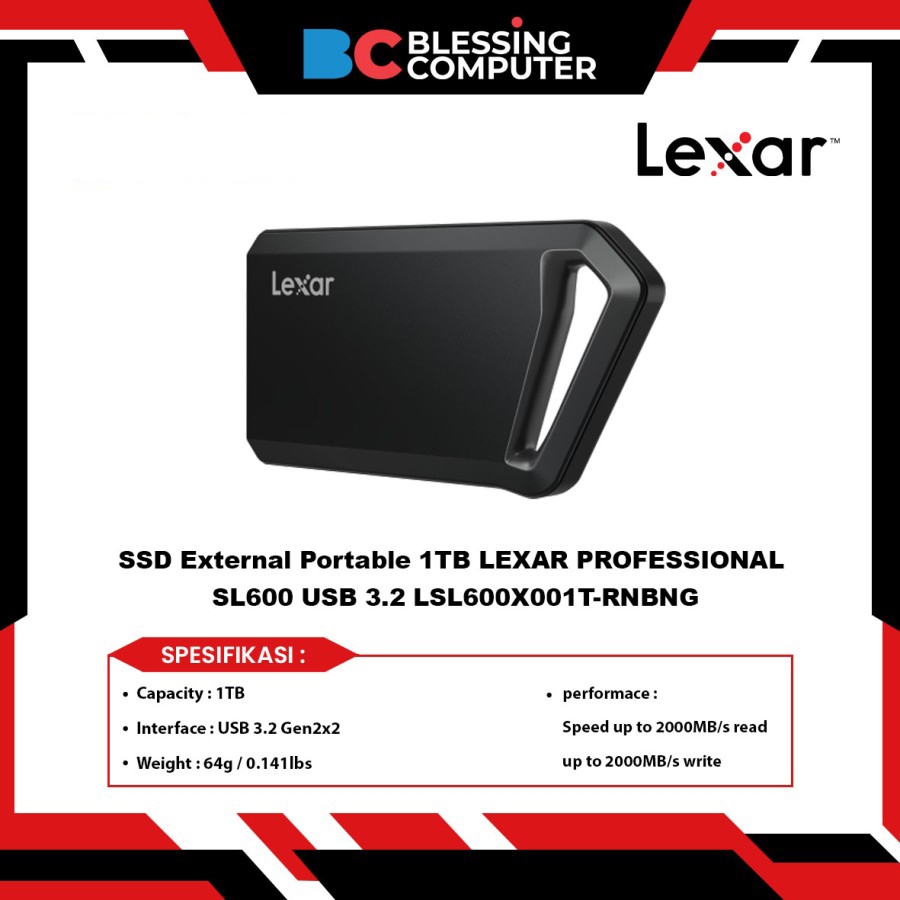 SSD External Portable 1TB LEXAR PROFESSIONAL SL600 USB 3.2 LSL600X001T-RNBNG