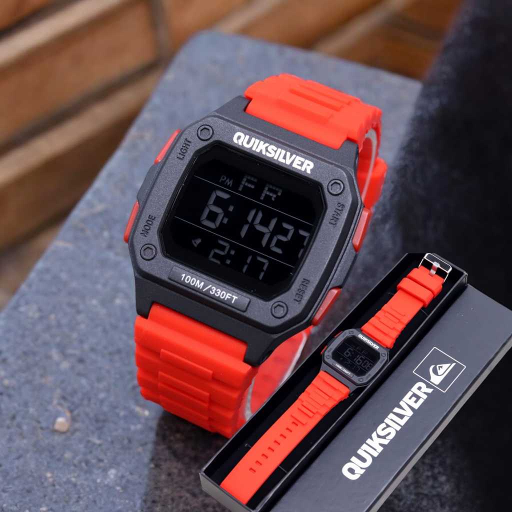 TERBARU - Jam Tangan Pria Quiksilver Qs5753Gw Digital Tali Rubber Free Box Original & Baterai Cadang