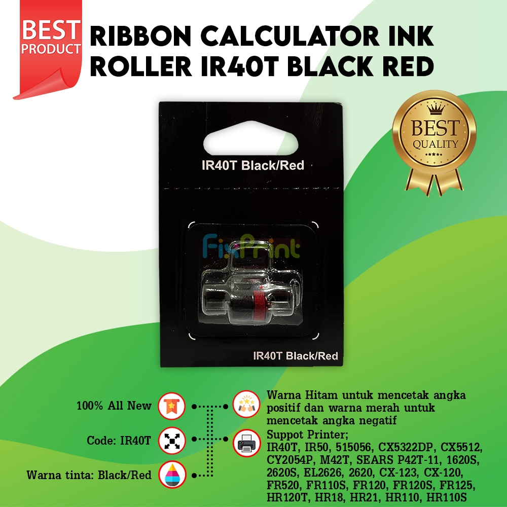 

Ribbon Calculator Roller IR40T Black Red For K-Sio HR-110 2620 FR520