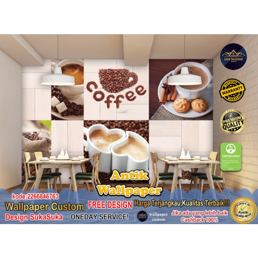 Wallpaper Custom 3D Tema Cafe | Wallpaper 3D | Free Request Design