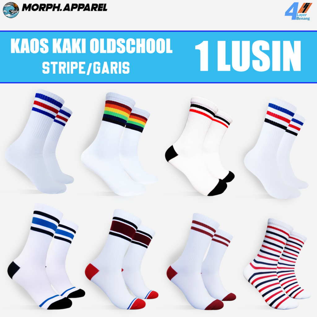 Kaos Kaki Oldschool - Kaos Kaki Strip Skate Motif - 1LUSIN - Morph.Apparel