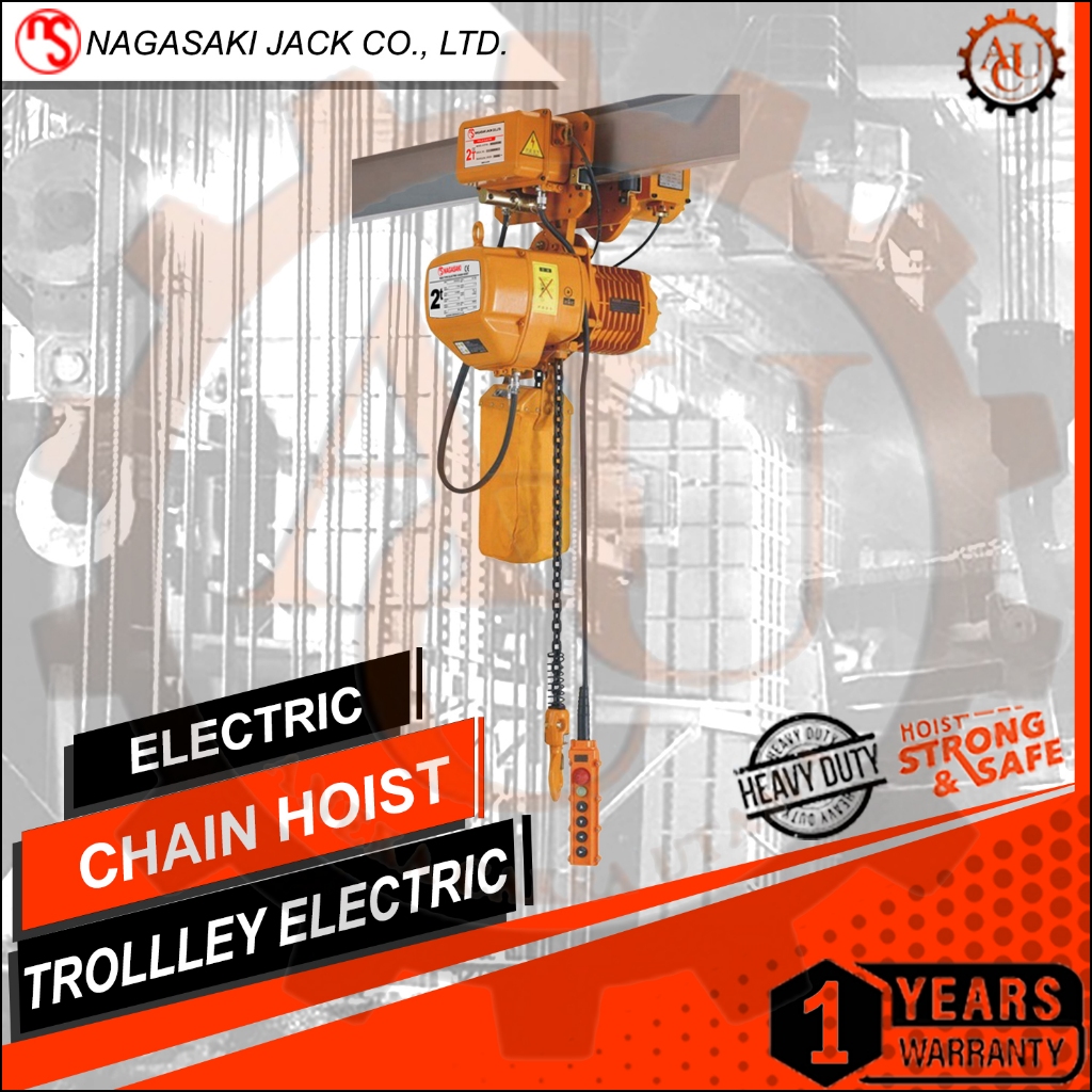 ELECTRIC CHAIN HOIST 3 TON WITH TROLLEY NAGASAKI JAPANELECTRIC CHAIN HOIST 3 TON WITH TROLLEY NAGASA