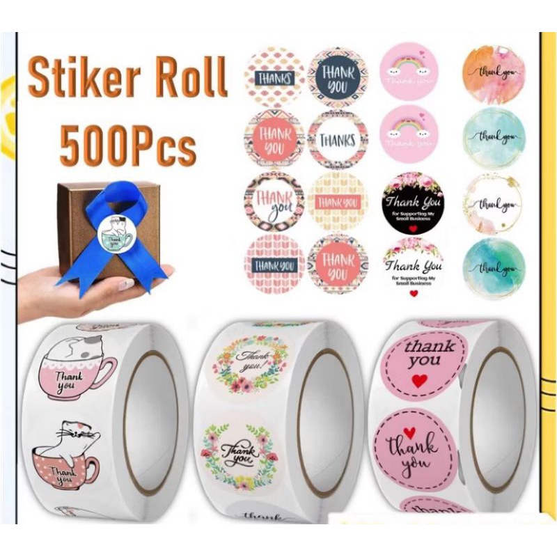 

Stiker thank you roll isi 500 pcs