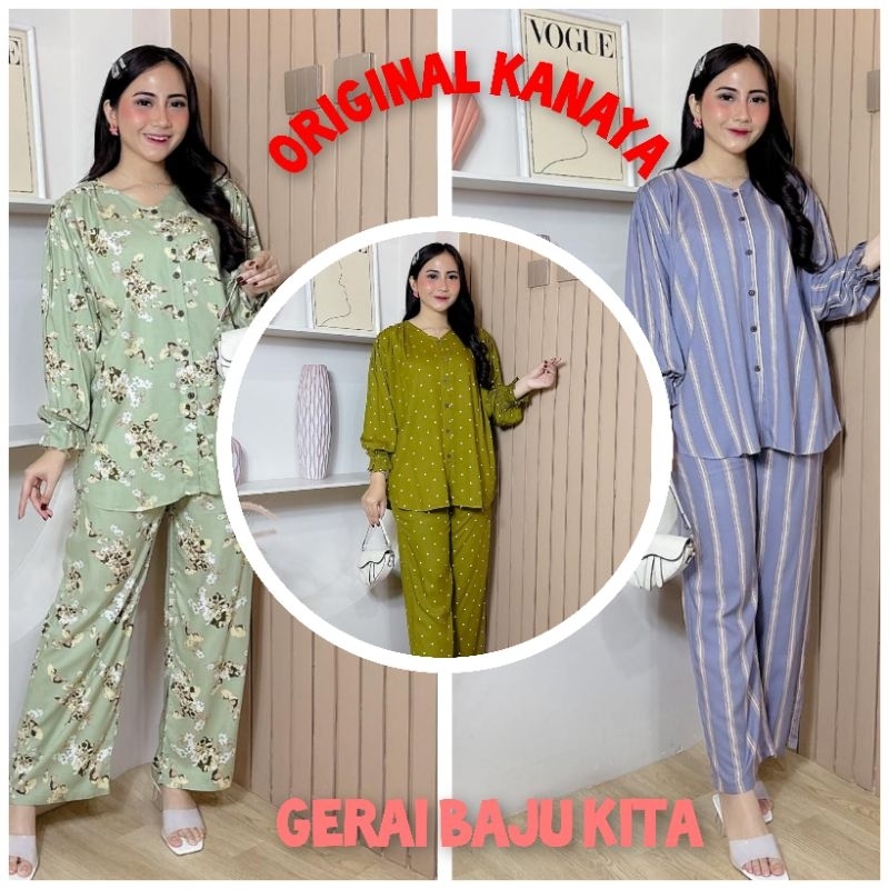 MONICA SET/ONE SET BY KANAYA DAILYWEAR/ONESET KEKINIAN/SETELAN CELANA TANGAN PANJANG/SETCEL RAYON VI