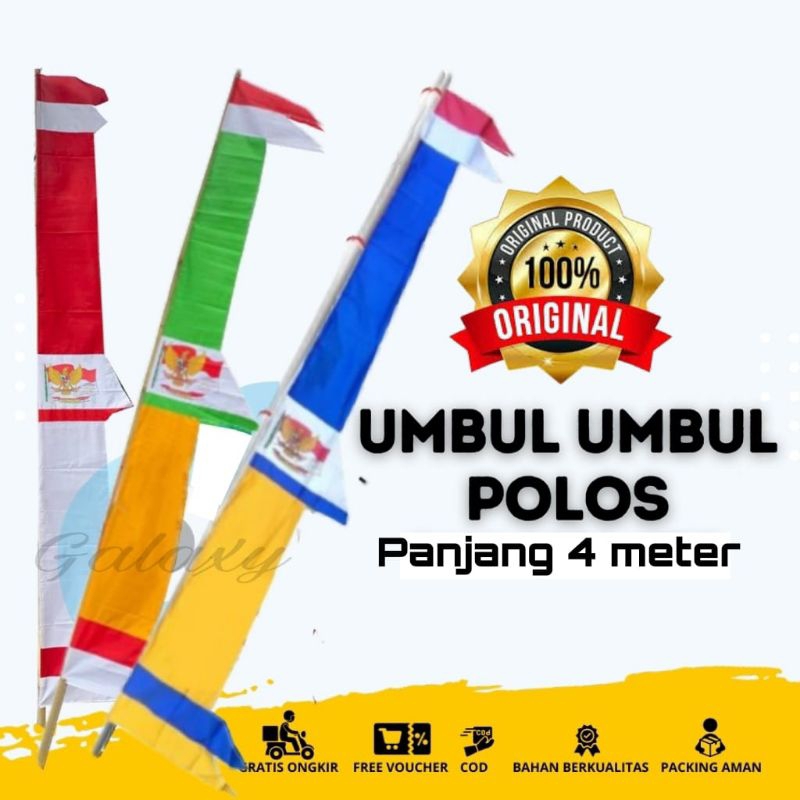 umbul umbul jumbo merah putih warna warni garuda indonesia 4 meter