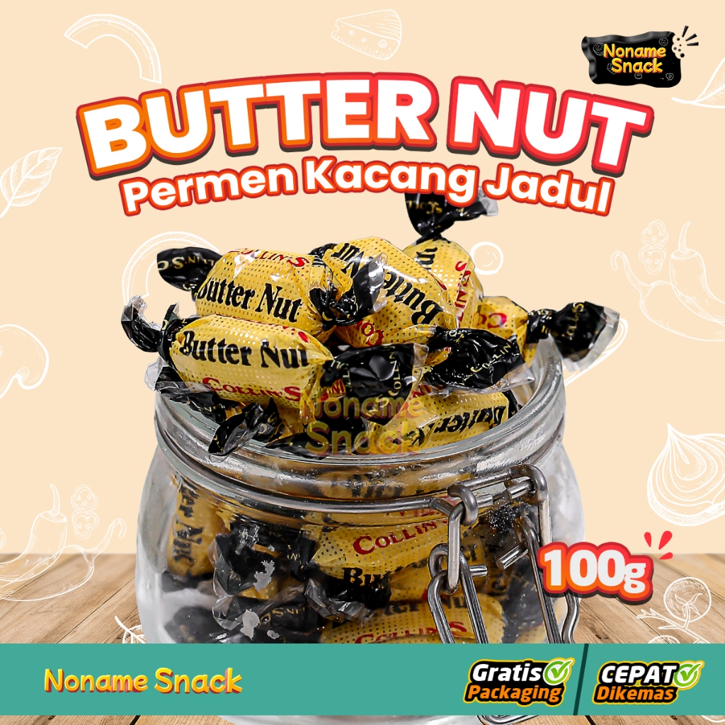 

NoName Snack - Permen Kacang Butter Nut Collins Cemilan Nostalgia Grosir 20pcs