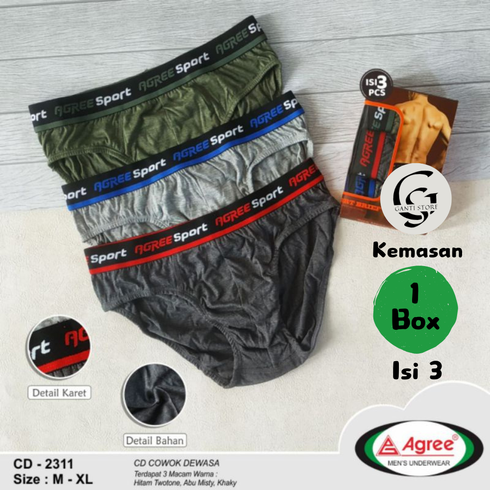 CD Agree Celana Dalam Pria Boxer M-XXXXXL Remaja Dewasa Jumbo Paket 3 In 1