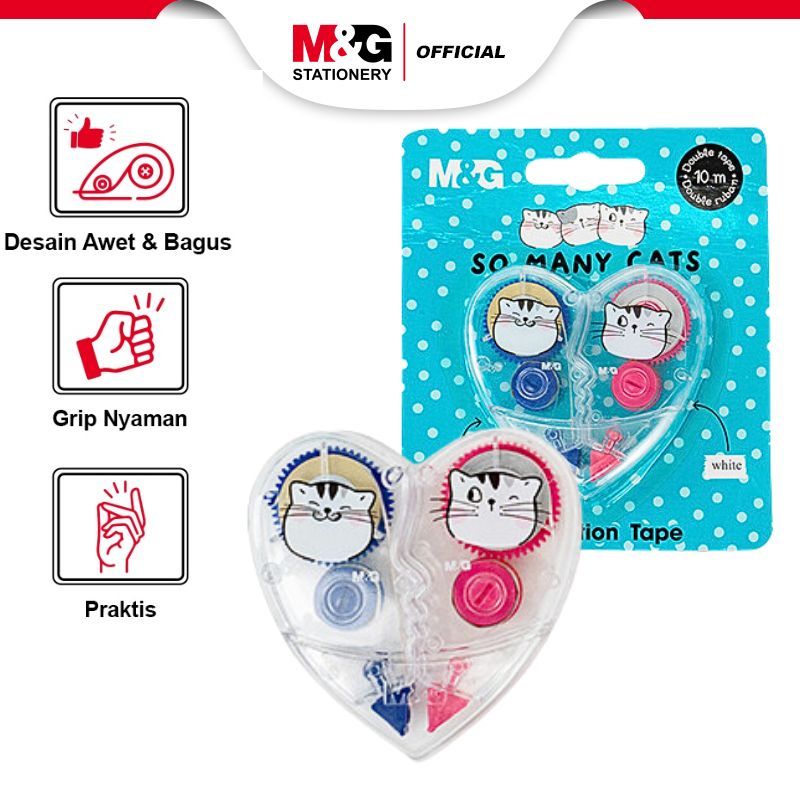 

M&G "SO MANY CATS" Heart Shape Correction Tape 2 in 1 Set 10m