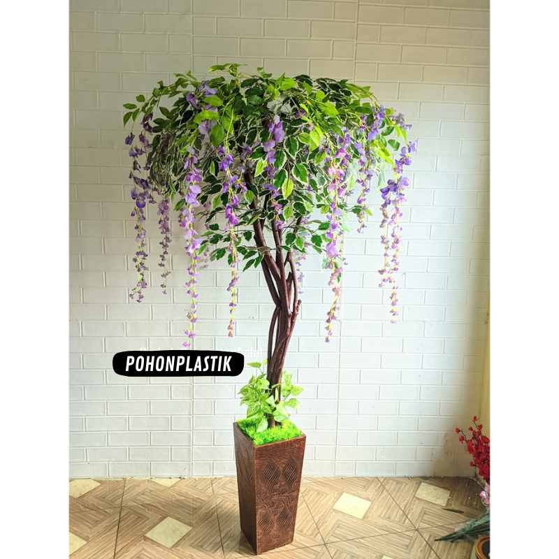 Gaardeen Pohon Wisteria T 170Cm Artificial / Hiasan Dekorasi Rumah & Kantor / Pohon Pojok Tanaman