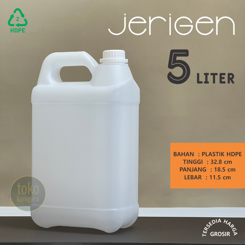 Jerigen 5 Liter Warna Body Natural - Jerigen Plastik HDPE 5 Liter BARU - Food Grade - Kemasan Cairan