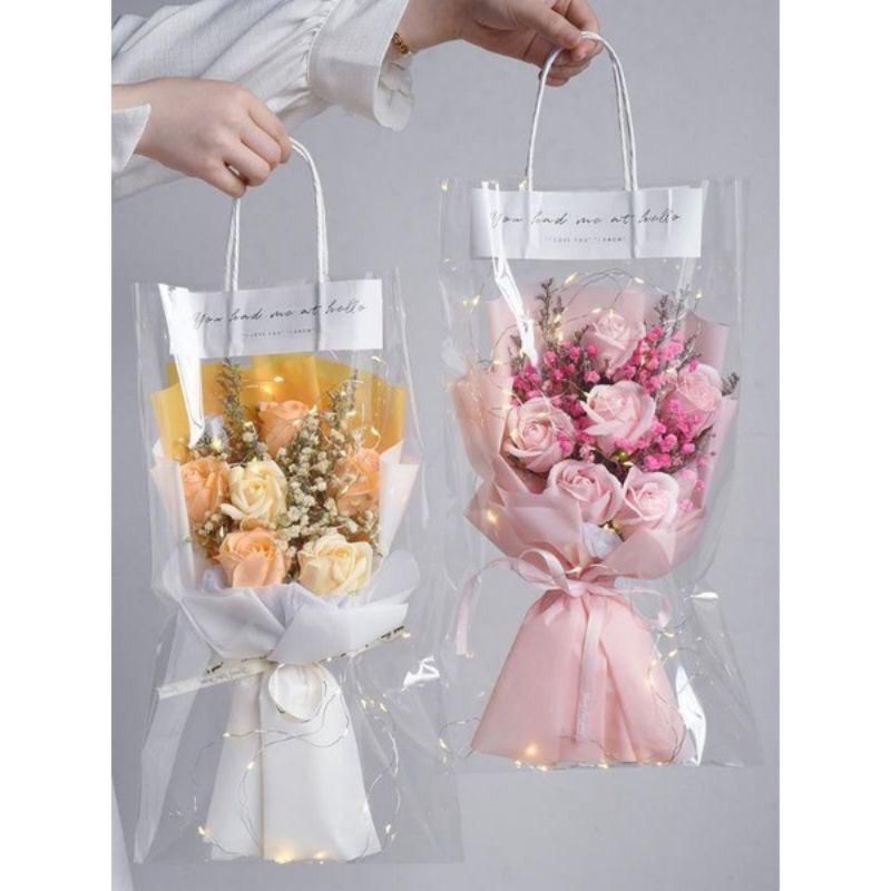 

Plastik Buket kaca transparan tebal korean 40x25 plastik tas tentengan Buket Bunga