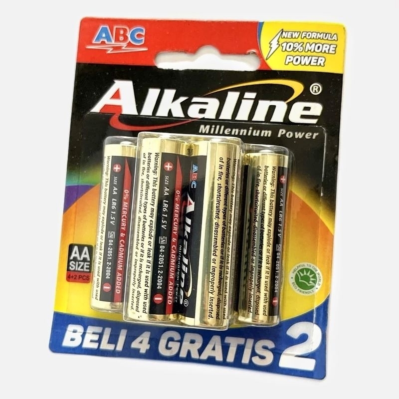 Baterai ABC Alkaline AA (isi 6)