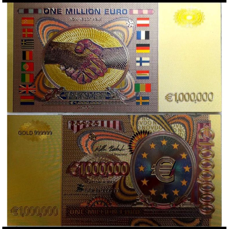 souvenir / replika gold foil 1.000.000 euro / euro salaman
