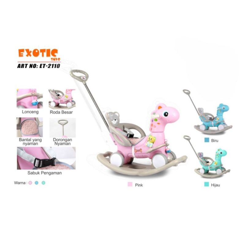 ET-2110/[New] Exotic Et-2110 Ride On Mode 3 In 1 Dino/Mainan Kuda-Kudaan Anak/Ride On Model Dino Ayu