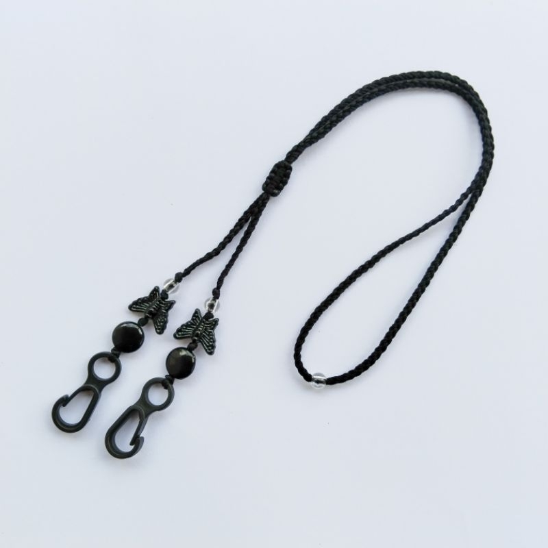 STRAPMASK BUTTERFLY HITAM / SAMBUNGAN MASKER HIJAB / KALUNG MASKER