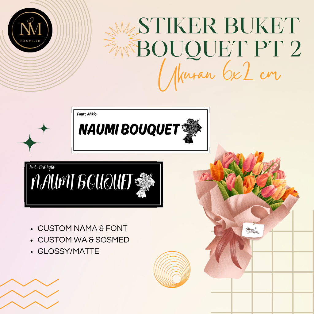 

[ BOUQUET, Part 2 ] STIKER BUKET/STICKER BOUQUET/LABEL BUKET/STIKER LABEL BUKET MURAH Ukuran 6x2 CM