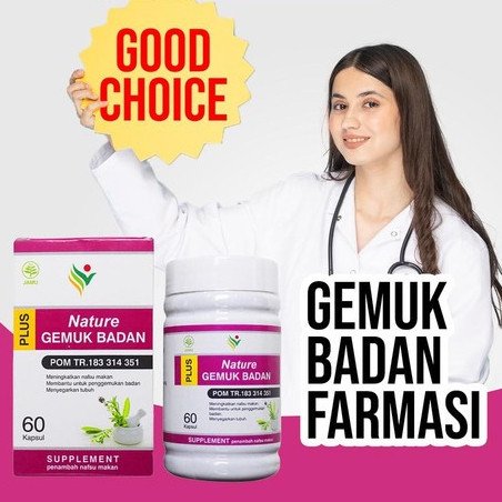 Nature Obat Gemuk Badan Farmasi Permanen Bpom 60 Kapsul
