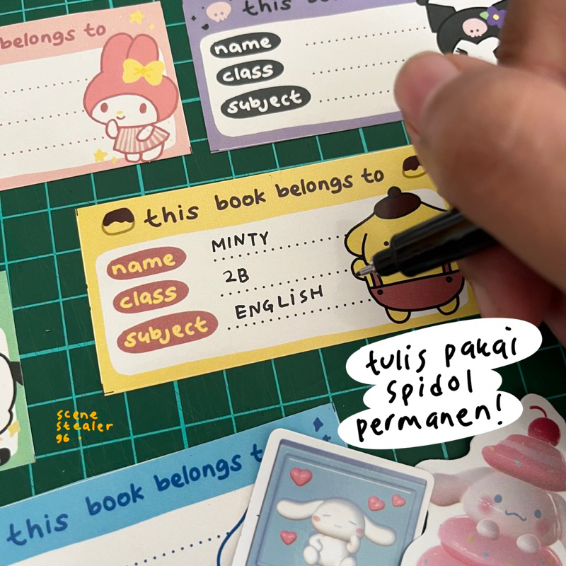 CUTE LABEL NAME (LABEL NAMA BUKU SEKOLAH) STIKER NAMA STICKER NAMA BUKU CATATAN