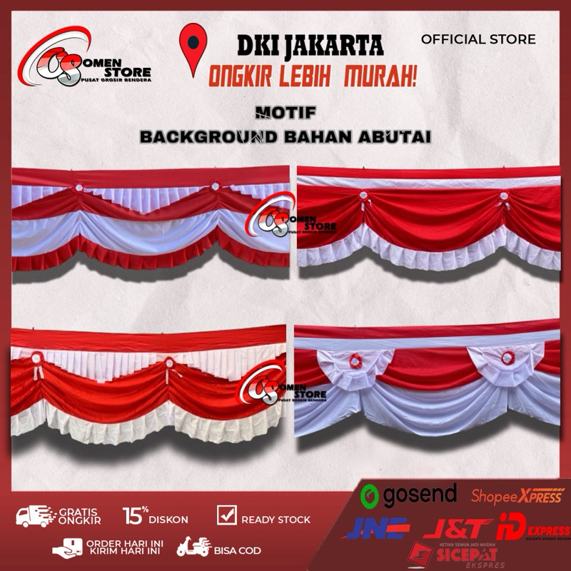 Bendera merah putih background bahan kain premium abutai 10 gelombang