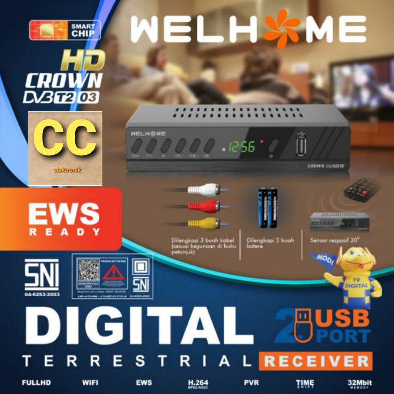 DAHSYAT Set Top Box Welhome Set Top Box DVB T2 MSTAR 1 2 3 DVBT2