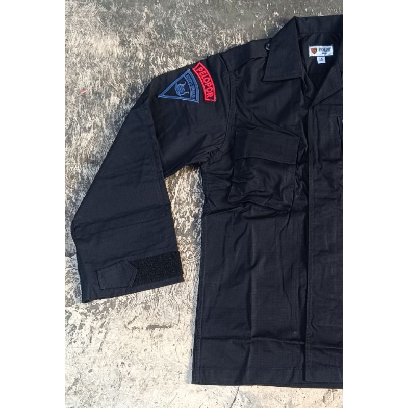 lop Seragam PDL Hitam Tactical Jatah Brimob Tahun 2022 Kotak dan Halus