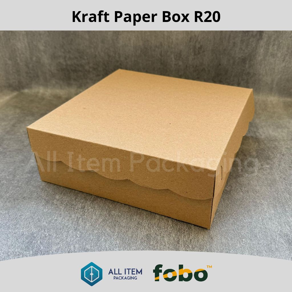 

FOBO Kraft Paper Box R20 / 20x20x7 / Dus Kotak Nasi Renda Catering Hajatan @50 Pcs