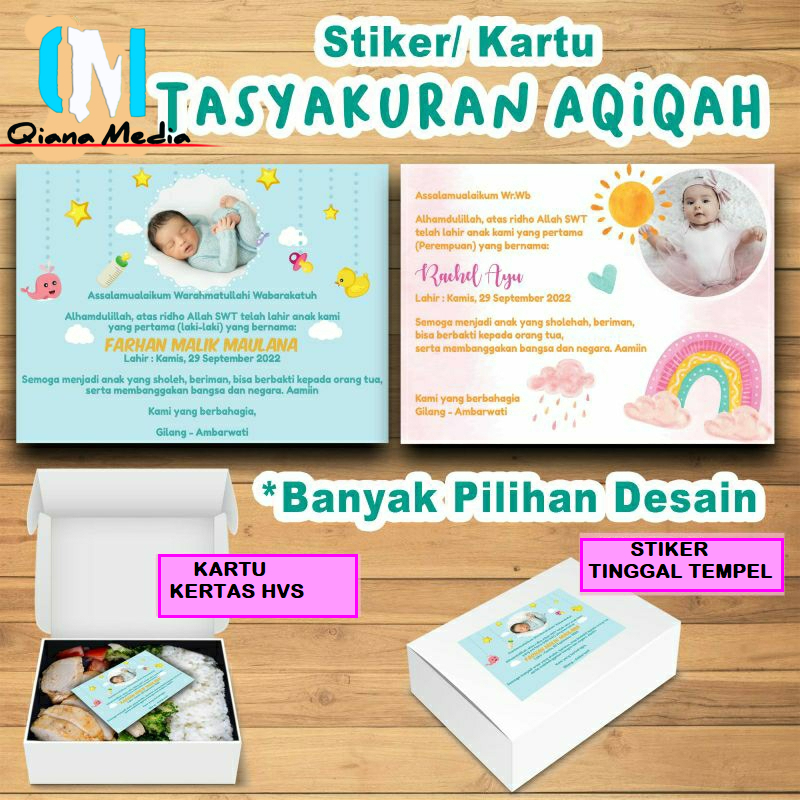 

Stiker Aqiqah / Kartu Tasyakuran / Stiker Tasyakuran Aqiqah / FREE DESAIN MURAH