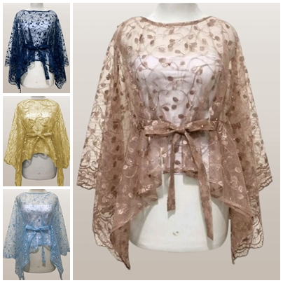 Brokat Kondangan Atasan Outer Kebaya Tille Tulle Pita Baju Wanita Pesta Pernikahan Elegan Mewah Simp