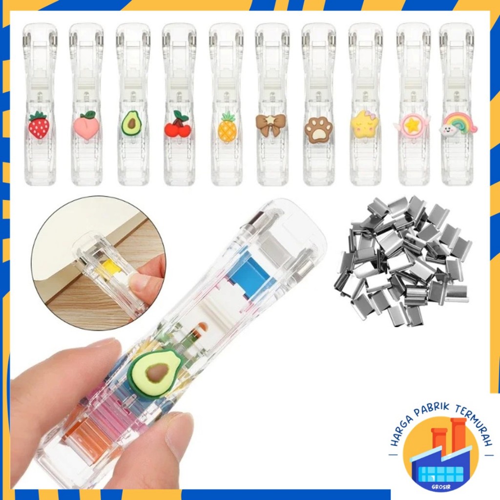 

HPT Kliper Penjepit Kertas Stapler Dorong Paper Clips Poratble Stainless Steel Staples Otomatis