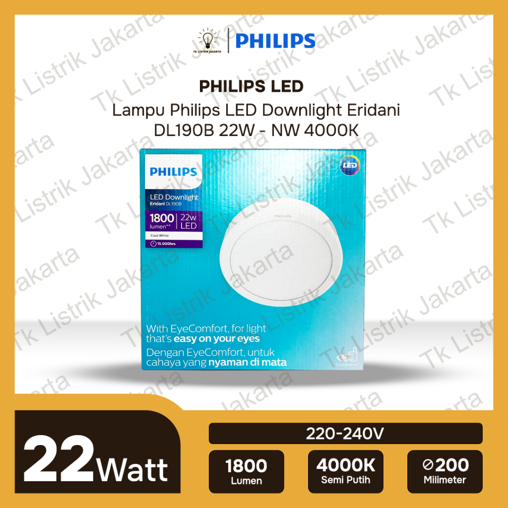 Lampu Philips Downlight Outbow Eridani Led18 22W Semi Putih