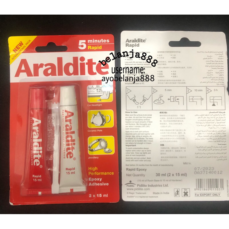 

ARALDITE merah 5 menit lem besi epoxy rapid minutes Adhesive 30ml