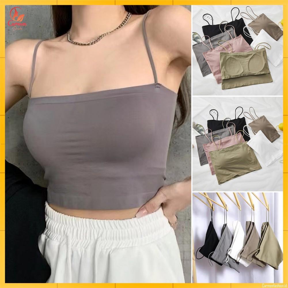 New Deals Tank Top Crop Tali Basic Tanpa Lengan Pakaian Dalam Polos Wanita / Sleeveless Crop Tengtop