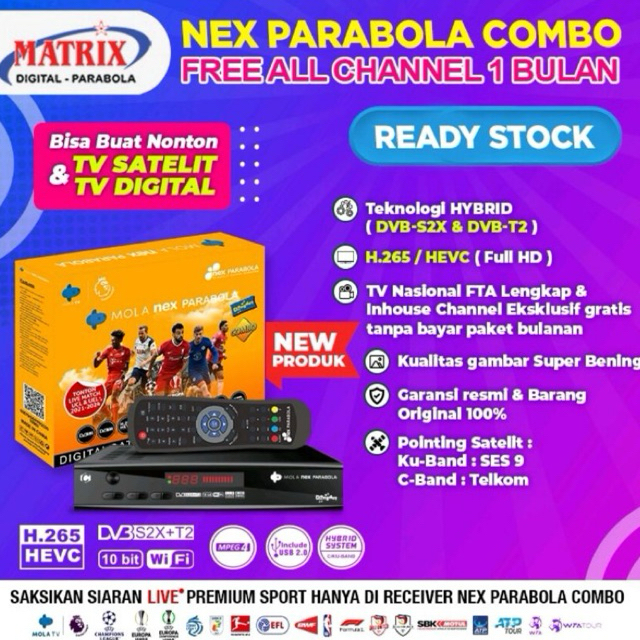 RK Matrix MOLA Nex Parabola Receiver / STB Set Top Box DVB-T2 COMBO KUNING