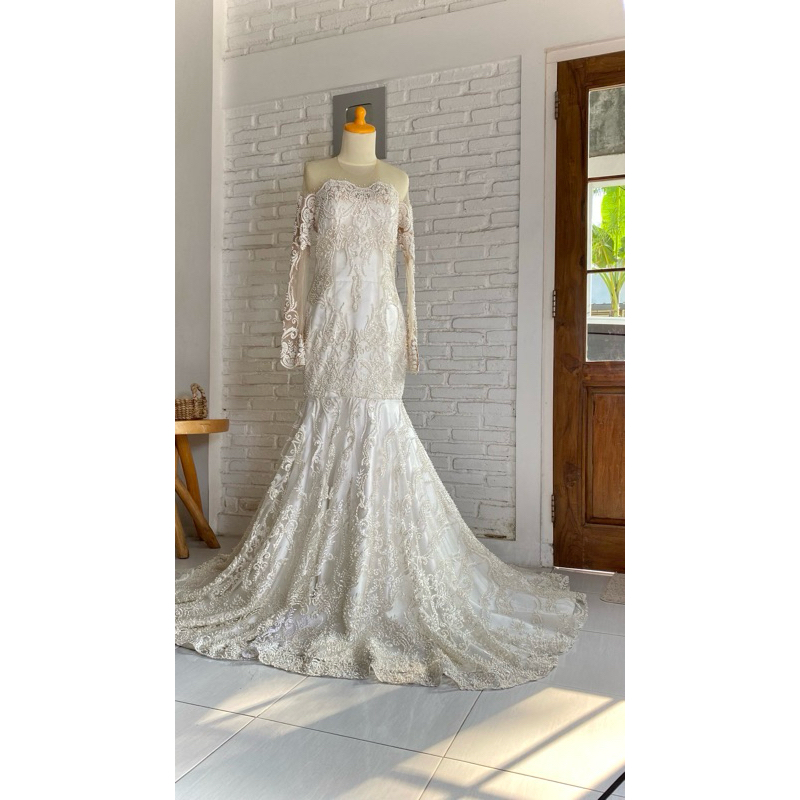 Dress Pengantin putih duyung (preloved)