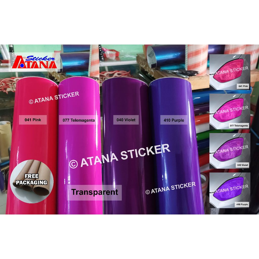 Skotlet Pink Ungu Transparan Tembus Pandang Bening Muda Tua Magenta Merah Purple Cutting Stiker Viny