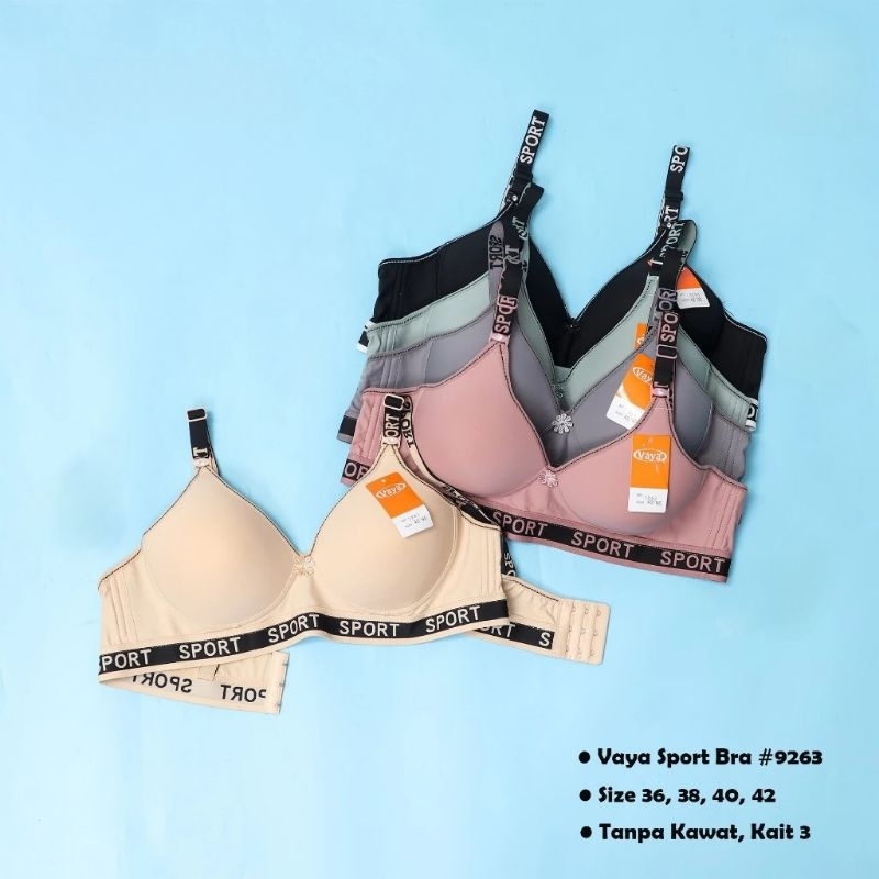 Bra BH Pakaian Dalam Wanita Vaya Bra Sport Busa Tipis Kait 3 Art. 9263