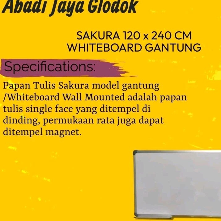 

SAKURA 120X240 CM WHITEBOARD GANTUNG